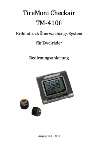 Deutsches Handbuch zum Reifendruckkontrollsystem TM-4100 für Zweirad / Motorrad