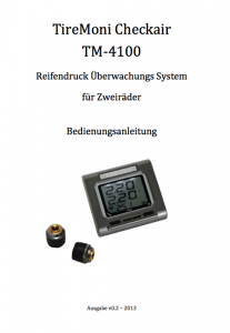 Deutsches Handbuch zum Reifendruckkontrollsystem TM-4100 für Zweirad / Motorrad